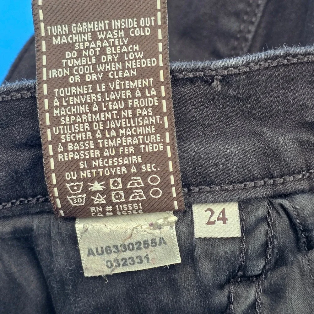 7 For All Mankind Womens 24 Black Moto Skinny Jeans Gold Zip Biker‎ AU6330255A